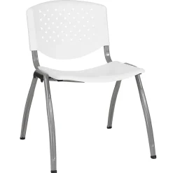 Flash Furniture HERCULES Plastic Stack Chair With Titanium Frame, White/Gray