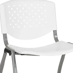 Flash Furniture HERCULES Plastic Stack Chair With Titanium Frame, White/Gray