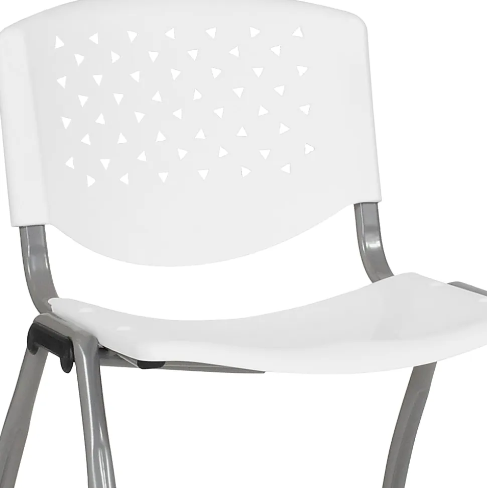 Flash Furniture HERCULES Plastic Stack Chair With Titanium Frame, White/Gray
