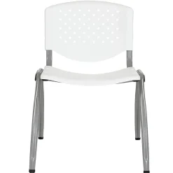 Flash Furniture HERCULES Plastic Stack Chair With Titanium Frame, White/Gray