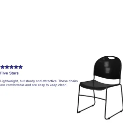 Flash Furniture HERCULES Plastic Ultra-Compact Stack Chair, Black