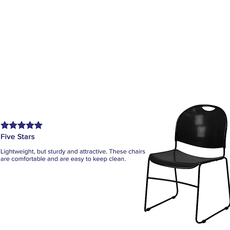 Flash Furniture HERCULES Plastic Ultra-Compact Stack Chair, Black