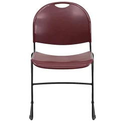 Flash Furniture HERCULES Plastic Ultra-Compact Stack Chair, Burgundy Plastic/Black Frame