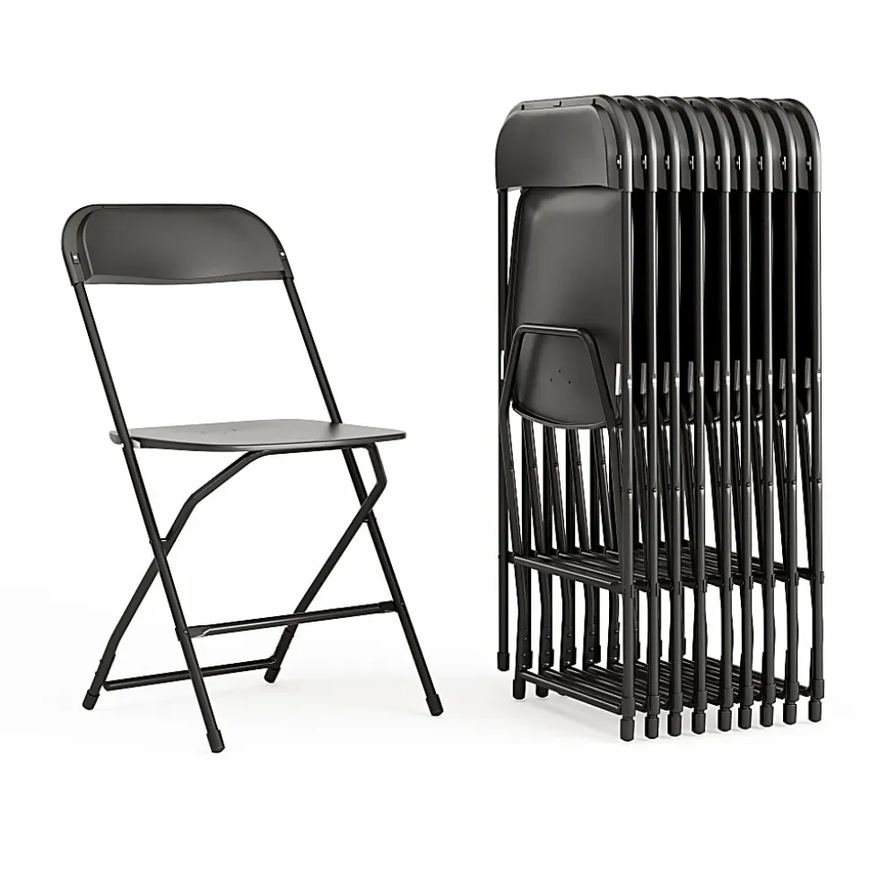 Flash Furniture Hercules Premium Folding Chairs, Set Of 10 Folding Chairs, Black