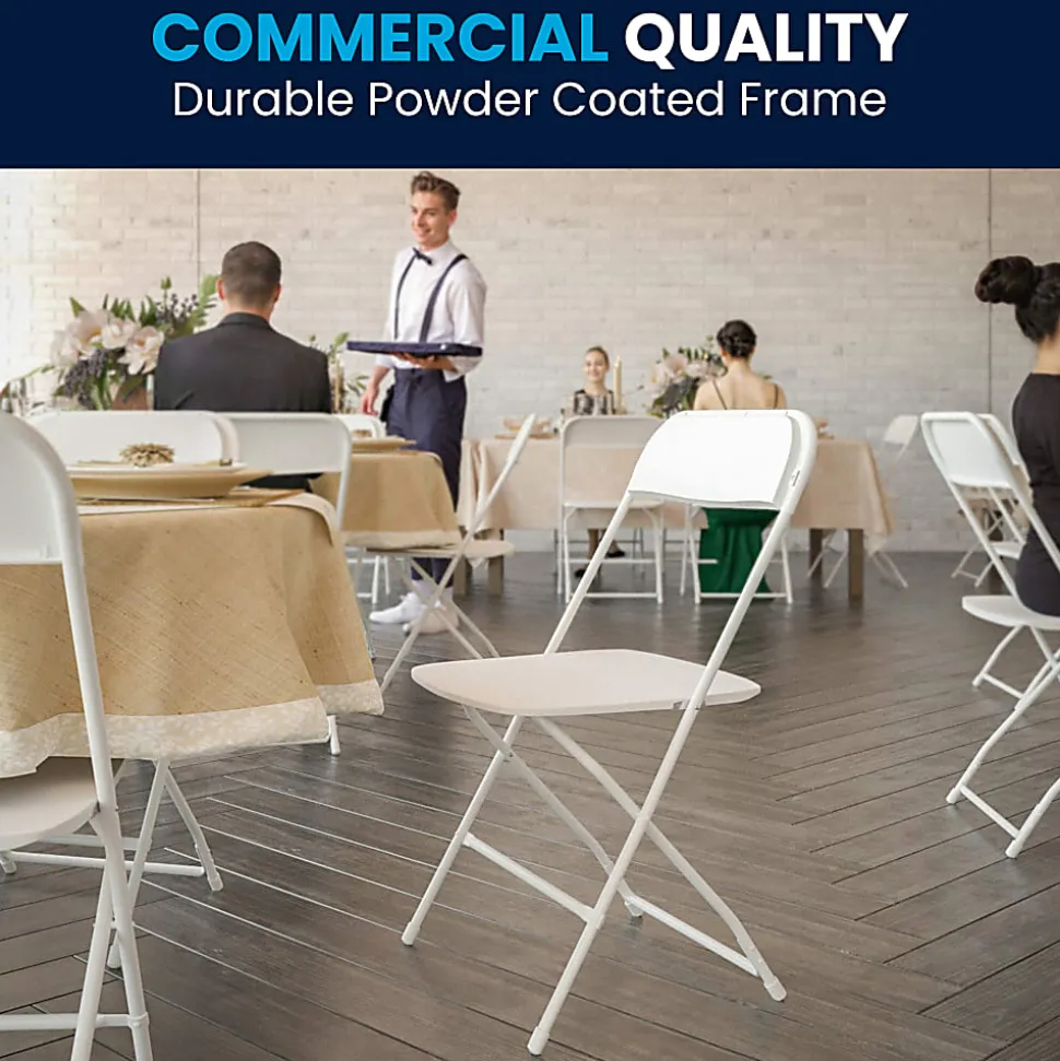 Flash Furniture Hercules Premium Folding Chairs, Set Of 10 Folding Chairs, White