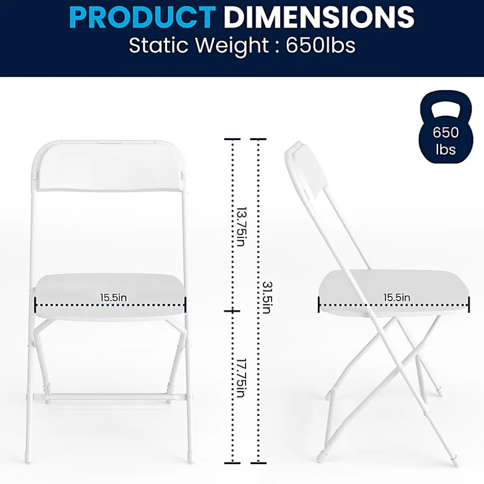 Flash Furniture Hercules Premium Folding Chairs, Set Of 10 Folding Chairs, White