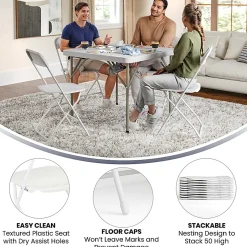 Flash Furniture Hercules Premium Folding Chairs, Set Of 10 Folding Chairs, White