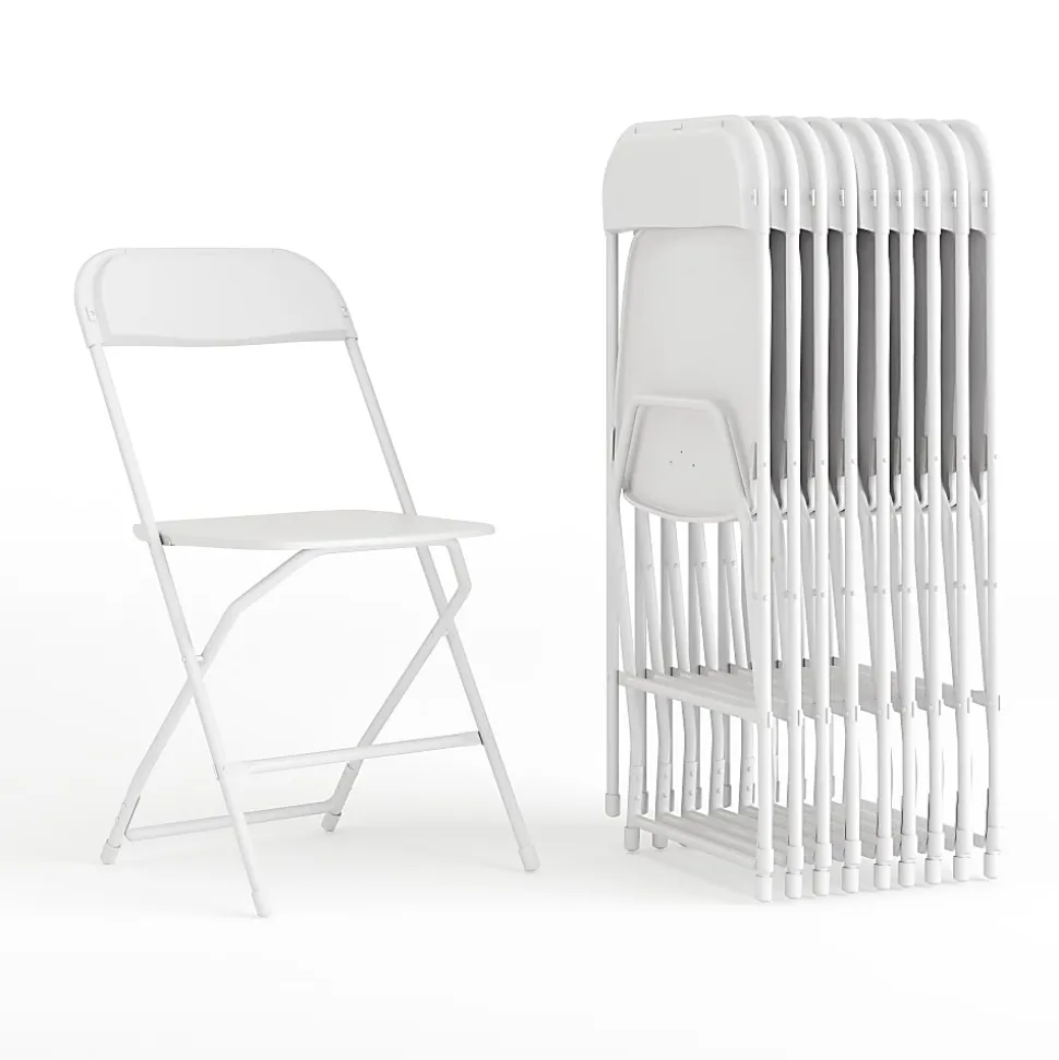 Flash Furniture Hercules Premium Folding Chairs, Set Of 10 Folding Chairs, White