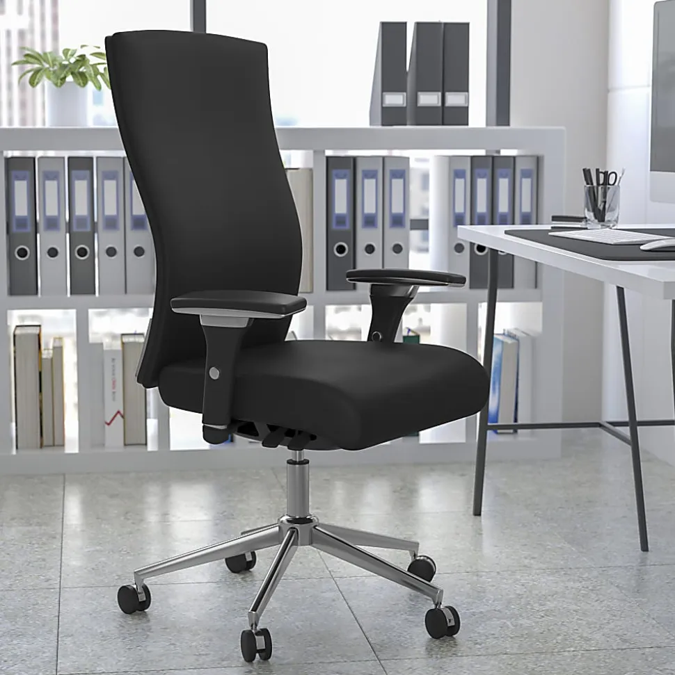 Flash Furniture HERCULES Series 24/7 Intensive-Use Ergonomic High-Back Executive Multifunction Office Chair, Black LeatherSoft/Gray -GOWY85H1