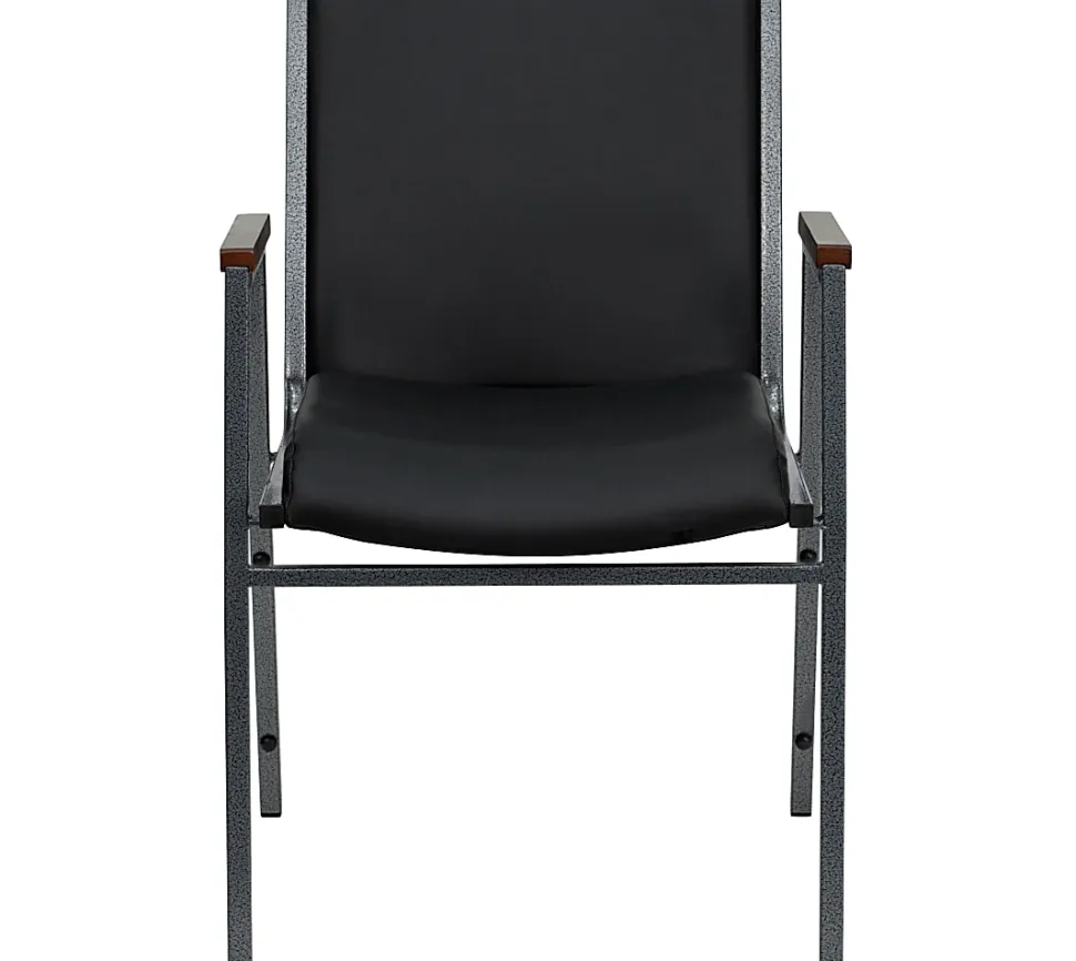 Flash Furniture HERCULES Series Heavy-Duty Stack Chair With Arms, Black