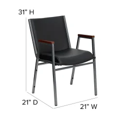 Flash Furniture HERCULES Series Heavy-Duty Stack Chair With Arms, Black