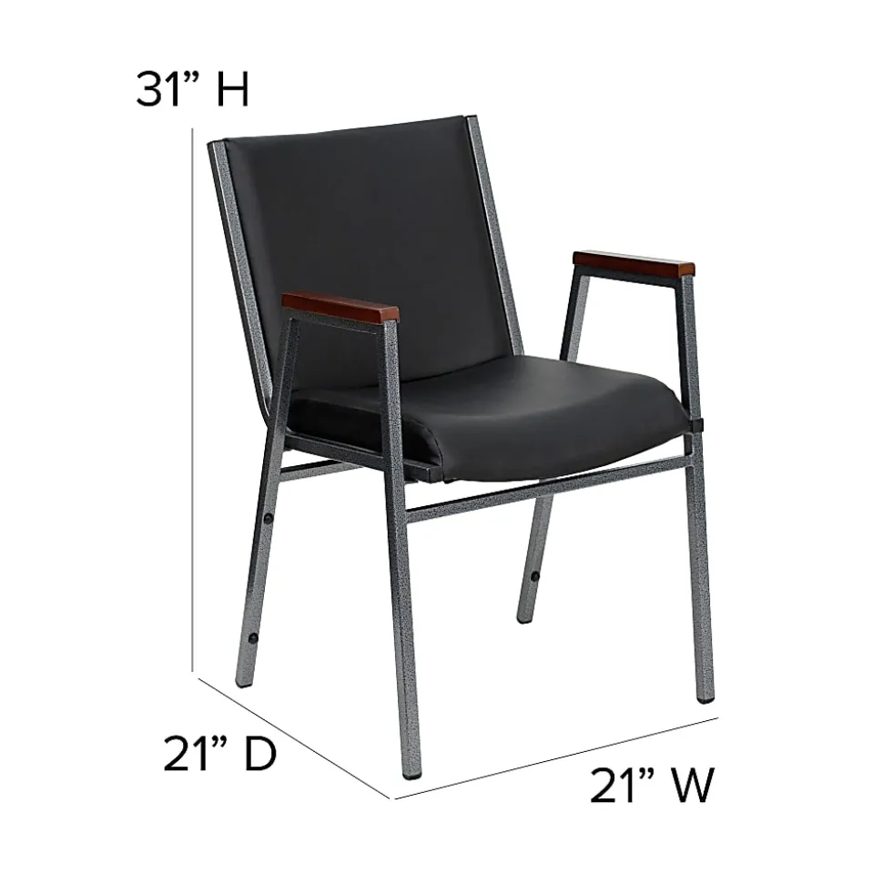 Flash Furniture HERCULES Series Heavy-Duty Stack Chair With Arms, Black