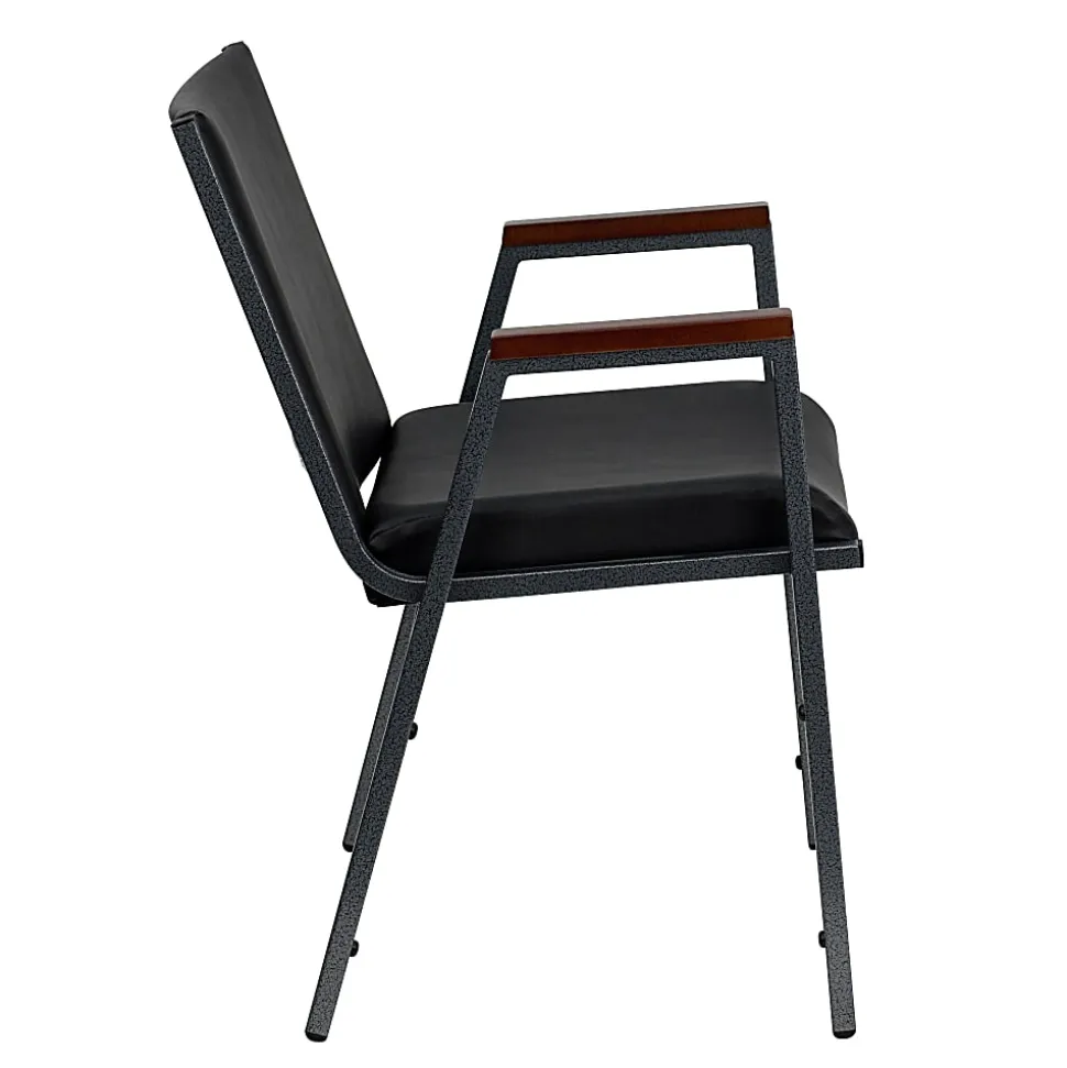 Flash Furniture HERCULES Series Heavy-Duty Stack Chair With Arms, Black