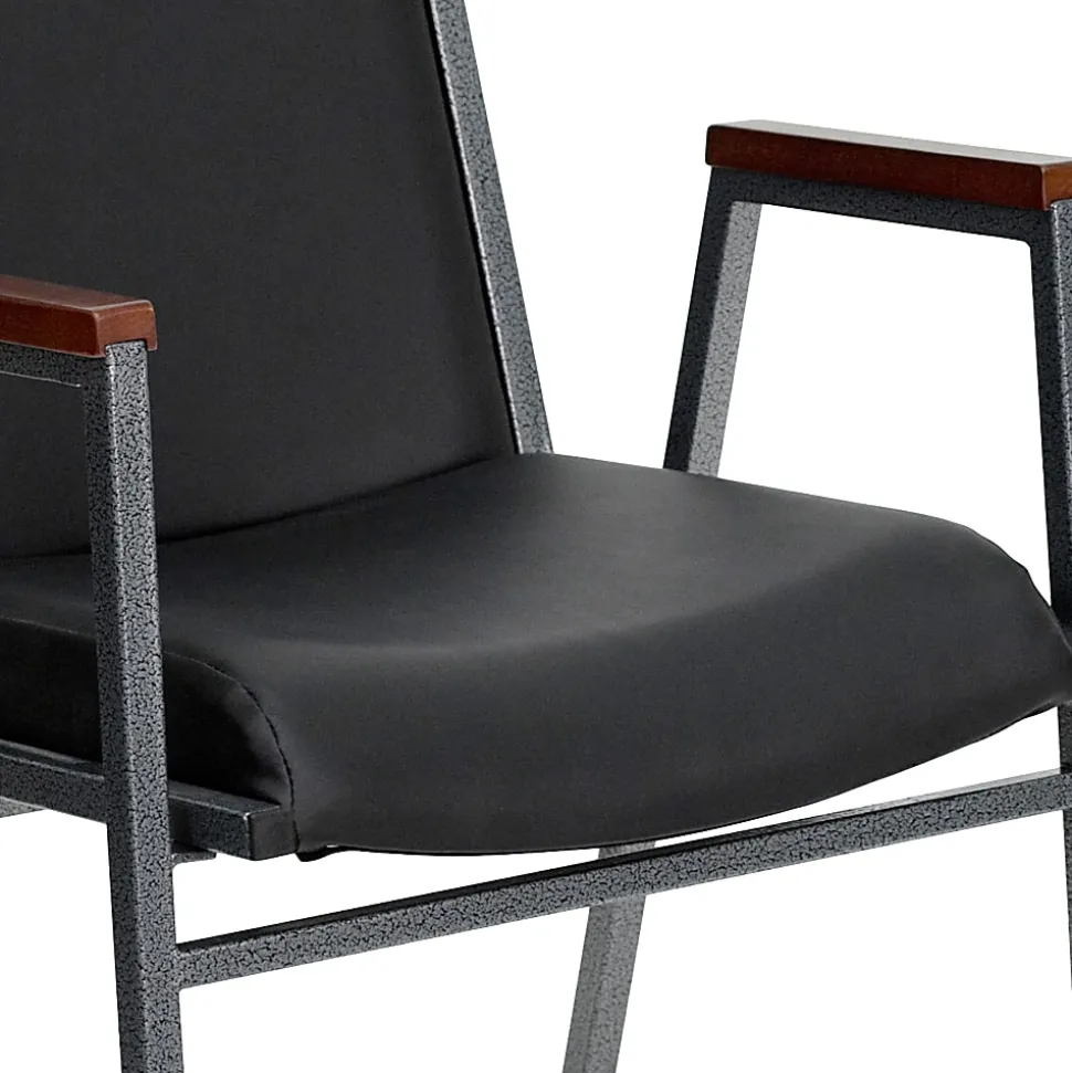 Flash Furniture HERCULES Series Heavy-Duty Stack Chair With Arms, Black