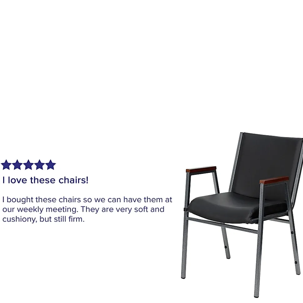 Flash Furniture HERCULES Series Heavy-Duty Stack Chair With Arms, Black