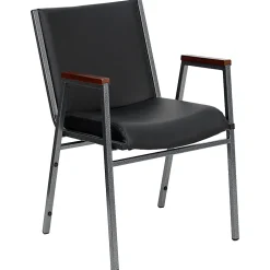 Flash Furniture HERCULES Series Heavy-Duty Stack Chair With Arms, Black