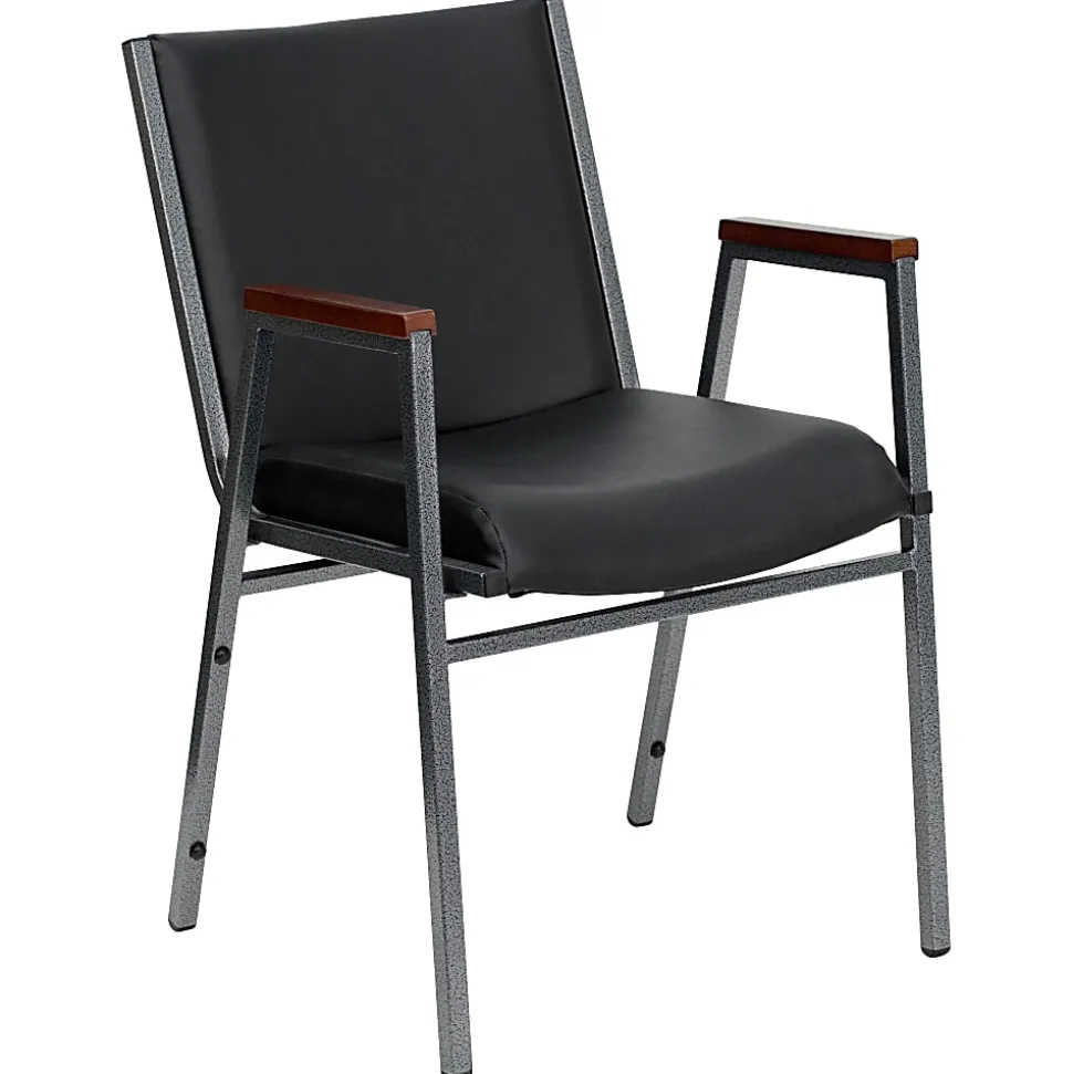 Flash Furniture HERCULES Series Heavy-Duty Stack Chair With Arms, Black