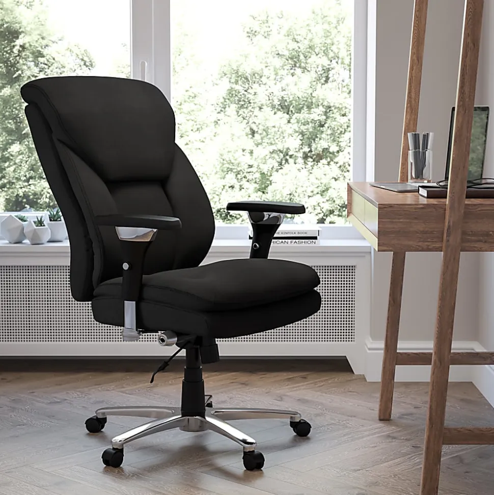 Flash Furniture HERCULES Series 24-7 Intensive Use Big & Tall Ergonomic Fabric High-Back Office Chair With Lumbar Knob And Headrest, Black/Gray