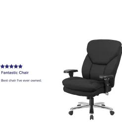 Flash Furniture HERCULES Series 24-7 Intensive Use Big & Tall Ergonomic Fabric High-Back Office Chair With Lumbar Knob And Headrest, Black/Gray