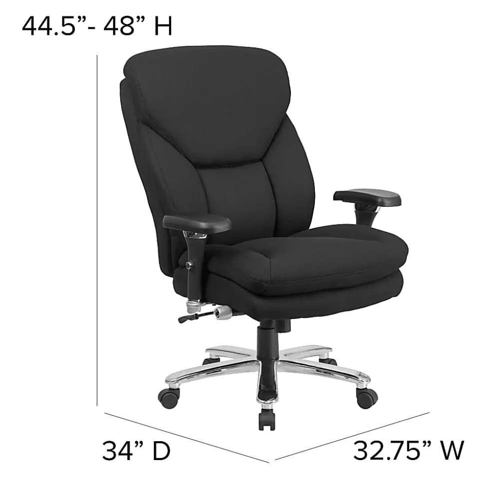 Flash Furniture HERCULES Series 24-7 Intensive Use Big & Tall Ergonomic Fabric High-Back Office Chair With Lumbar Knob And Headrest, Black/Gray