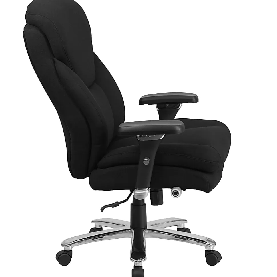Flash Furniture HERCULES Series 24-7 Intensive Use Big & Tall Ergonomic Fabric High-Back Office Chair With Lumbar Knob And Headrest, Black/Gray