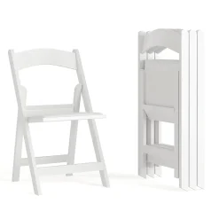 Flash Furniture HERCULES Series Resin Folding Chairs, White, Set Of 4 Chairs