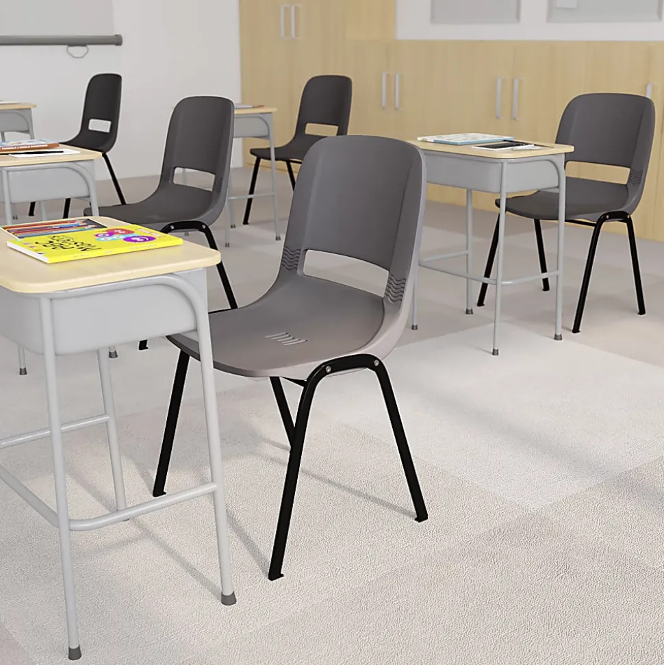 Flash Furniture HERCULES Series Ergonomic Stack Chair, Gray/Black