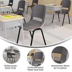 Flash Furniture HERCULES Series Ergonomic Stack Chair, Gray/Black