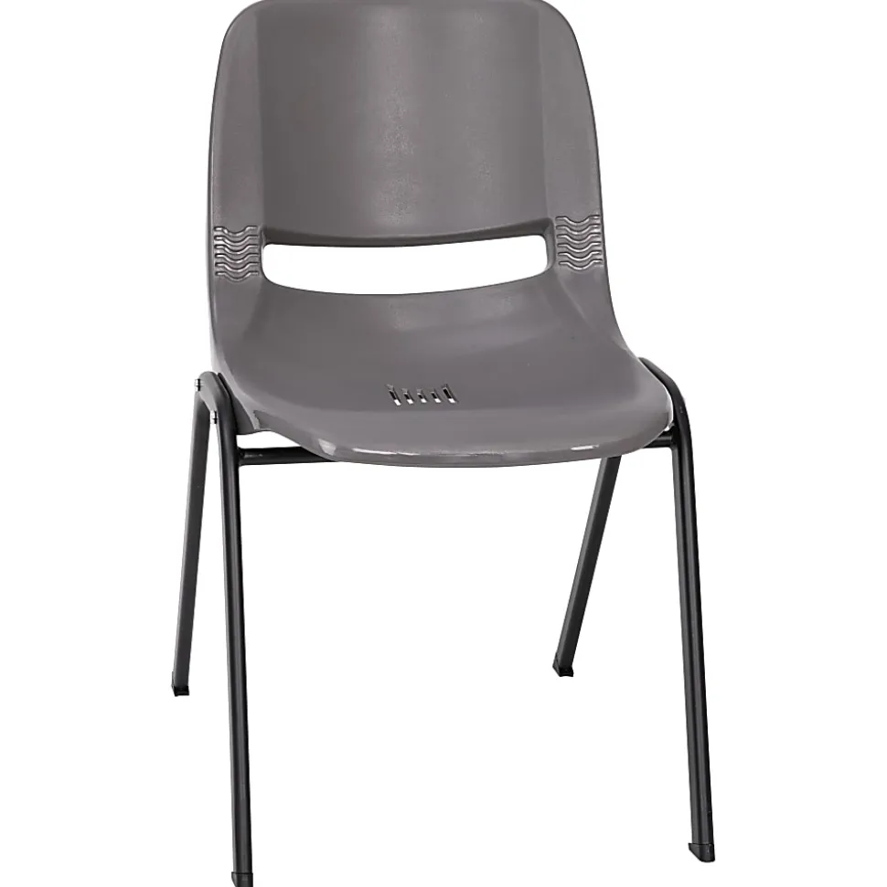 Flash Furniture HERCULES Series Ergonomic Stack Chair, Gray/Black