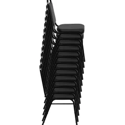 Flash Furniture HERCULES Series Trapezoidal-Back Stacking Banquet Chair With Thick Seat, Black