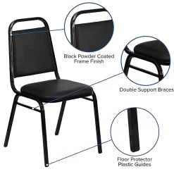 Flash Furniture HERCULES Series Trapezoidal-Back Stacking Banquet Chair With Thick Seat, Black