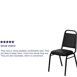 Flash Furniture HERCULES Series Trapezoidal-Back Stacking Banquet Chair With Thick Seat, Black