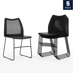 Flash Furniture HERCULES Series Stack Chairs, Black, Set Of 5 Chairs