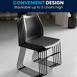 Flash Furniture HERCULES Series Stack Chairs, Black, Set Of 5 Chairs