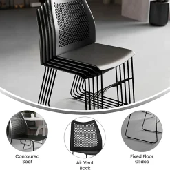 Flash Furniture HERCULES Series Stack Chairs, Black, Set Of 5 Chairs