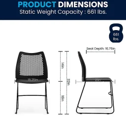 Flash Furniture HERCULES Series Stack Chairs, Black, Set Of 5 Chairs