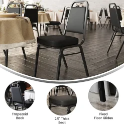Flash Furniture HERCULES Series Full-Back Contoured Stack Chairs, Black/Silver, Set Of 5 Chairs