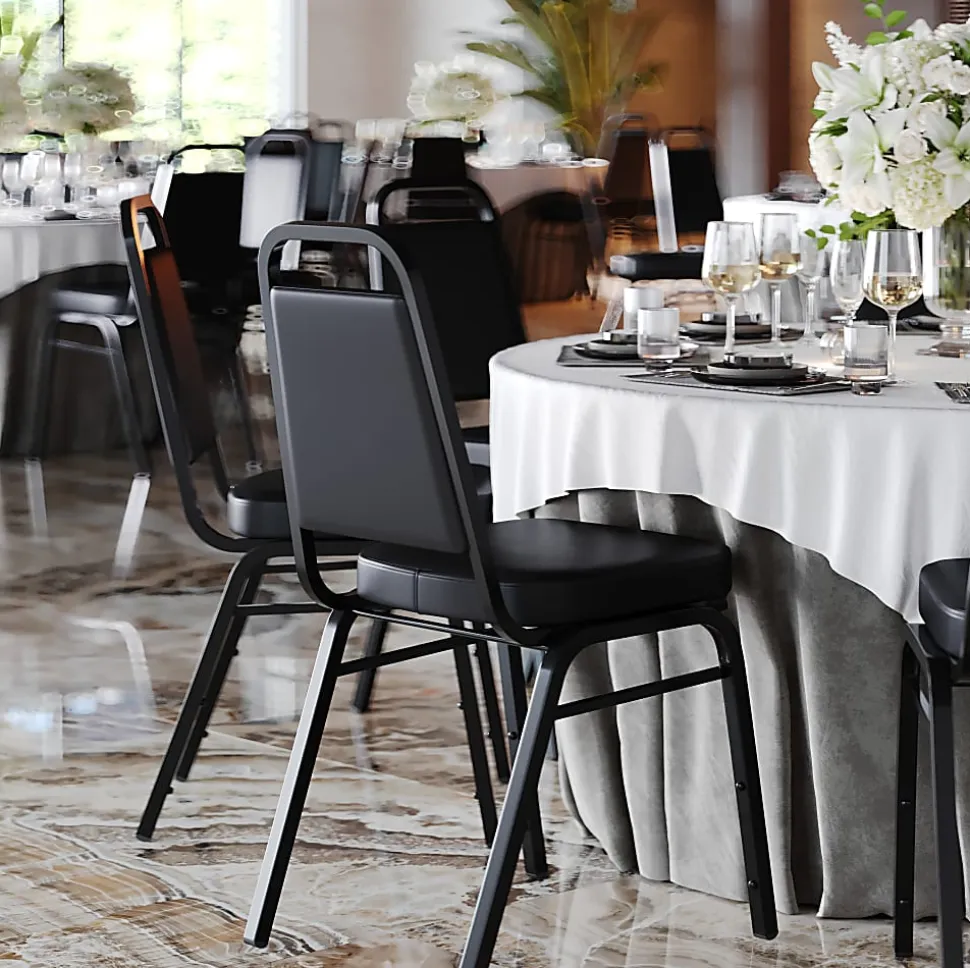 Flash Furniture HERCULES Series Full-Back Contoured Stack Chairs, Black/Silver, Set Of 5 Chairs