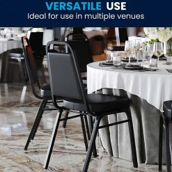 Flash Furniture HERCULES Series Full-Back Contoured Stack Chairs, Black/Silver, Set Of 5 Chairs