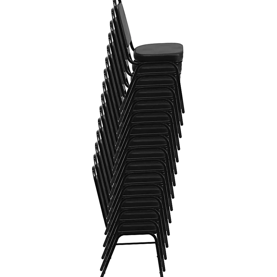 Flash Furniture HERCULES Series Full-Back Contoured Stack Chairs, Black/Silver, Set Of 5 Chairs