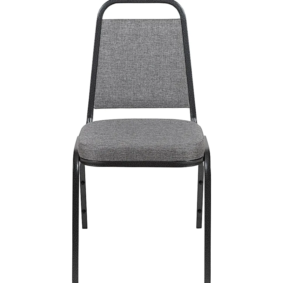 Flash Furniture HERCULES Series Trapezoidal-Back Stacking Banquet Chair With 2-1/2" Thick Seat, Gray/Silver