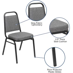 Flash Furniture HERCULES Series Trapezoidal-Back Stacking Banquet Chair With 2-1/2" Thick Seat, Gray/Silver