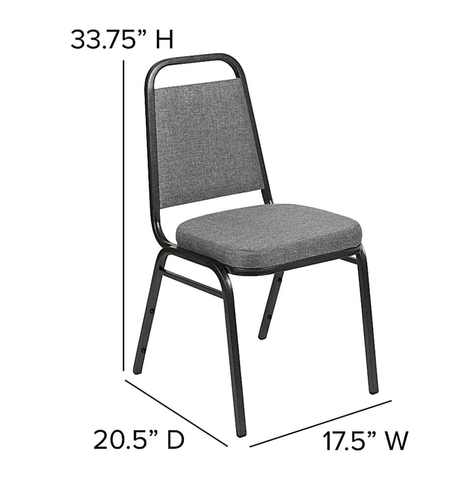 Flash Furniture HERCULES Series Trapezoidal-Back Stacking Banquet Chair With 2-1/2" Thick Seat, Gray/Silver
