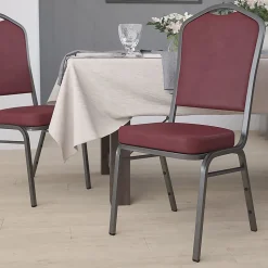 Flash Furniture HERCULES Series Crown Back Stacking Banquet Chair, Burgundy/Silver Vein