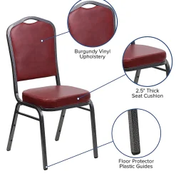 Flash Furniture HERCULES Series Crown Back Stacking Banquet Chair, Burgundy/Silver Vein