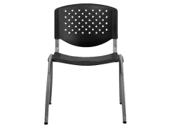 Flash Furniture HERCULES Series Plastic Stack Chair With Titanium Frame, Black/Gray