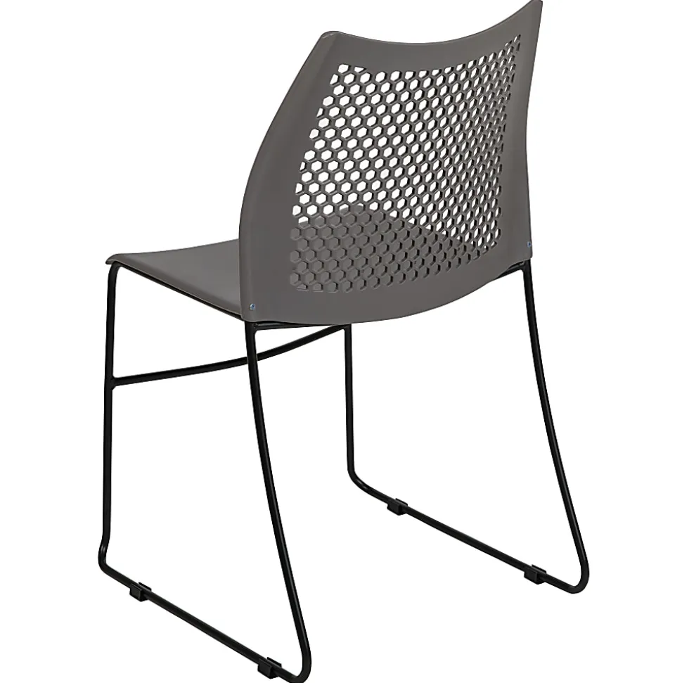 Flash Furniture HERCULES Series Sled-Base Stack Chair With Air-Vent Back, Gray