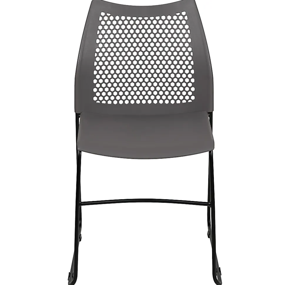 Flash Furniture HERCULES Series Sled-Base Stack Chair With Air-Vent Back, Gray