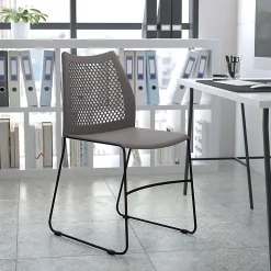 Flash Furniture HERCULES Series Sled-Base Stack Chair With Air-Vent Back, Gray