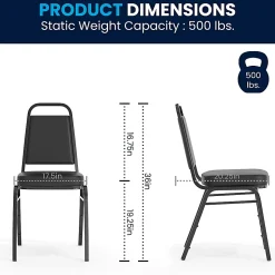 Flash Furniture HERCULES Series Trapezoidal-Back Stacking Banquet Chair With 2-1/2" Thick Seat, Black